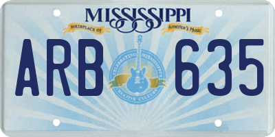 MS license plate ARB635