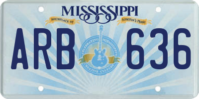 MS license plate ARB636
