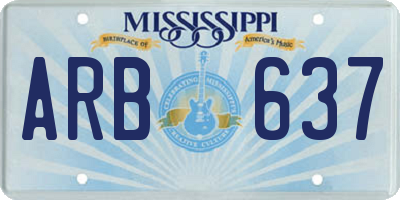 MS license plate ARB637