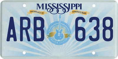 MS license plate ARB638