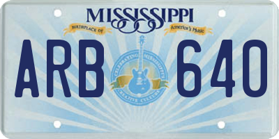 MS license plate ARB640