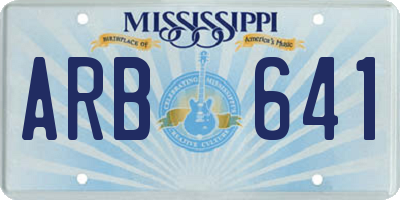 MS license plate ARB641
