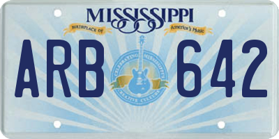 MS license plate ARB642