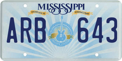 MS license plate ARB643