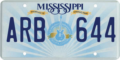 MS license plate ARB644