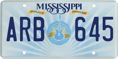 MS license plate ARB645