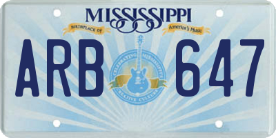 MS license plate ARB647
