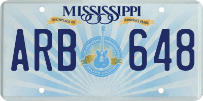 MS license plate ARB648