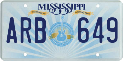 MS license plate ARB649