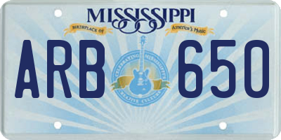 MS license plate ARB650
