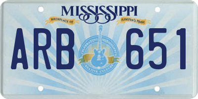 MS license plate ARB651