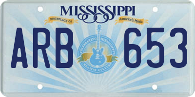 MS license plate ARB653