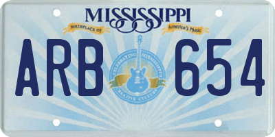 MS license plate ARB654