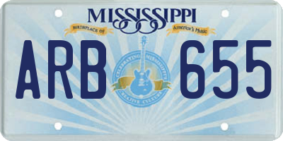 MS license plate ARB655