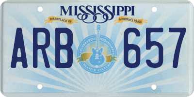 MS license plate ARB657