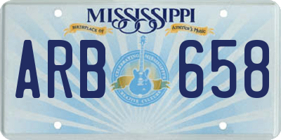 MS license plate ARB658