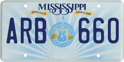 MS license plate ARB660