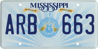 MS license plate ARB663