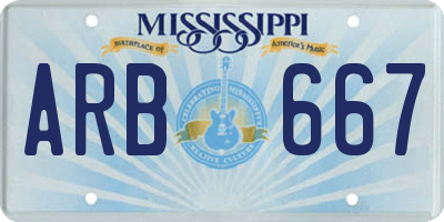 MS license plate ARB667