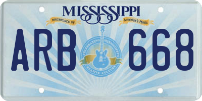 MS license plate ARB668