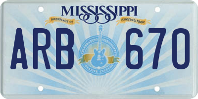 MS license plate ARB670