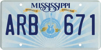 MS license plate ARB671