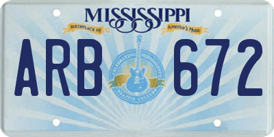 MS license plate ARB672