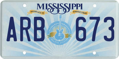 MS license plate ARB673