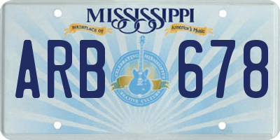 MS license plate ARB678