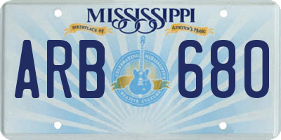 MS license plate ARB680