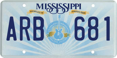 MS license plate ARB681