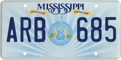 MS license plate ARB685