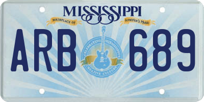 MS license plate ARB689