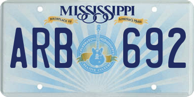 MS license plate ARB692