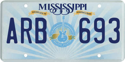 MS license plate ARB693