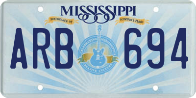MS license plate ARB694