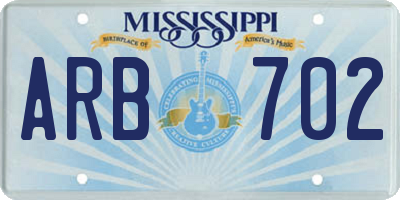 MS license plate ARB702