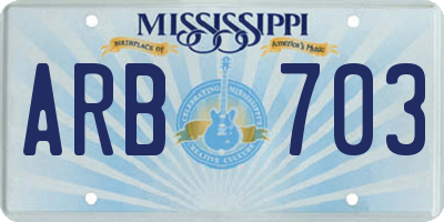 MS license plate ARB703