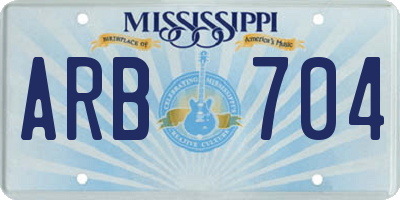 MS license plate ARB704