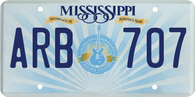 MS license plate ARB707