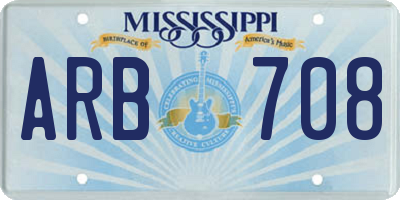 MS license plate ARB708