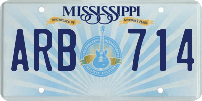 MS license plate ARB714