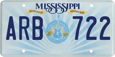 MS license plate ARB722