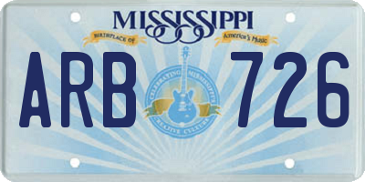 MS license plate ARB726