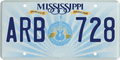 MS license plate ARB728