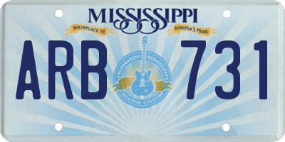MS license plate ARB731