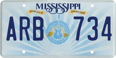MS license plate ARB734