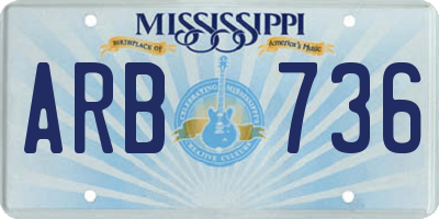 MS license plate ARB736