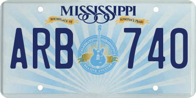 MS license plate ARB740