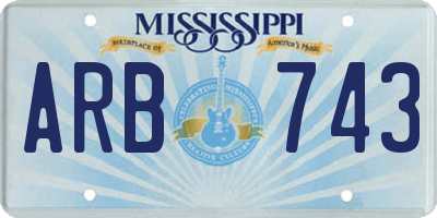 MS license plate ARB743